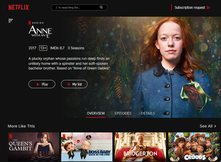 Netflix main page